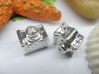 10 Silver Camera Thread European Beads pa-m197