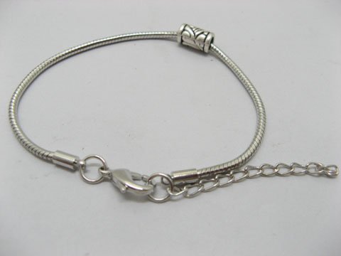 1 Silver Snake Chain Bracelets Fits European 19cm pa-s4 - Click Image to Close