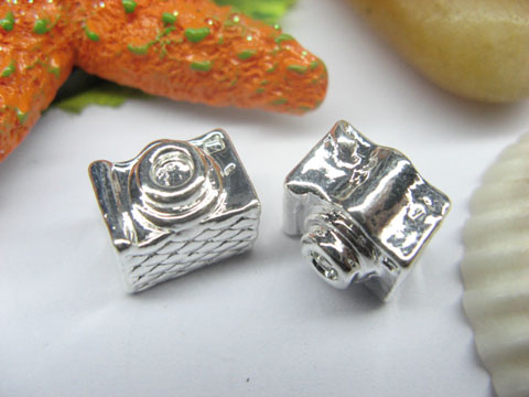 10 Silver Camera Thread European Beads pa-m197 - Click Image to Close