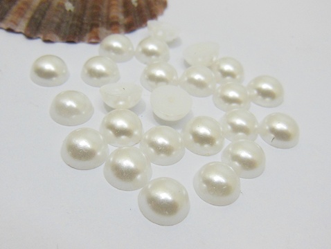 1900Pcs 8mm White Semi-Circle Simulated Pearl Bead Flatback - Click Image to Close